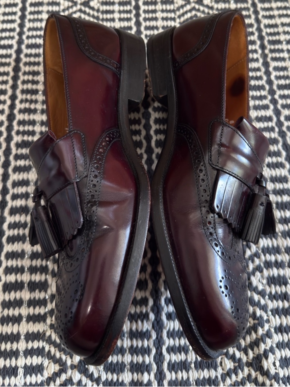 Cole Haan City Vintage Oxblood Oxford Wingtip Tassel Fringe Loafers Size 8 D - Picture 8 of 14